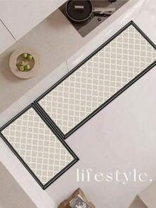 1pc Moroccan Retro Checkered Pattern Kitchen Mat, 3.5 Mm Soft Rubber That Absorbs Water And Is Easy To Clean. Suitable For Corridors, Bathrooms, Living Rooms, Outdoor Door Mats, And Toilets. Useable Throughout The Year And For Various Holidays. - Multicolor - View 10