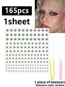 1650/825/165pcs 3-6mm Silver-Plated Acrylic Fake Nose Rings, Earrings, Stickers, Fake Eyebrows, Lip Rings, No-Piercing Body Jewelry, Face Stickers - Silver - View 14