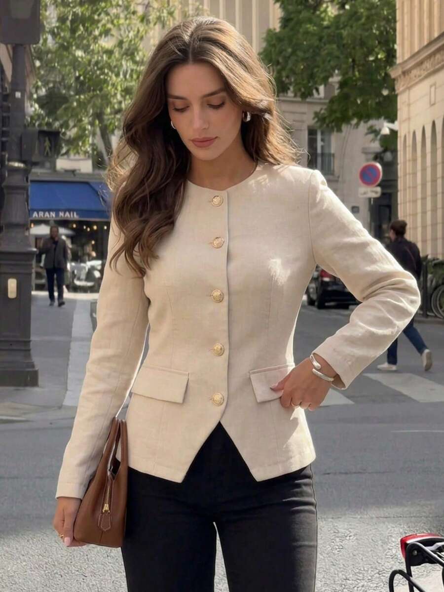 2026 Autumn Fashion New Women's Elegant Round Neck Thin Blouse Long ...