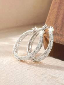 1 Pair Women's Elegant Hoop Earrings, Suitable For Weddings, Engagements, Anniversaries, Parties, Valentine's Day Gift - 4# - View 1