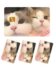 2/4pcs Cute Two Cats Cuddling Design Credit Card Skins, Waterproof Anti-Fingerprint Anti-Scratch, Suitable For Parties, Birthday Gifts. PVC Material, Anti-Fingerprint, Anti-Scratch, Wear-Resistant, Suitable For Men, Women, Couples, Applicable To Chip Cards, Credit Cards, Transportation Cards, Student Campus Cards And Personalized Customization. - Multiple Styles - View 9