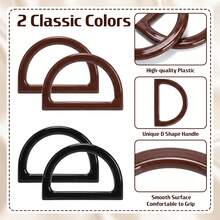 3pcs Handbag Making Materials, Including 2 Pre-Punched Faux Leather Bag Bottoms And 4 D-Shaped Bag Handles, Suitable For Crochet Bags, Wallet Making, DIY Wallet Making - Multicolor - View 5