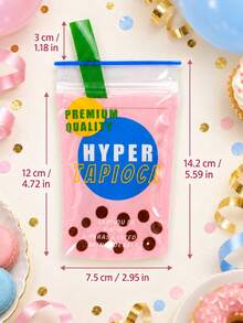 10 buah Kantong Kemasan Lucu Berbentuk Teh Susu & Kue, Kantong Kemasan Dapat Digunakan Kembali, Kantong Kemasan Permen & Kue, Cocok untuk Pesta Ulang Tahun dan Kemasan Hadiah Liburan - MultiWarna - View 8