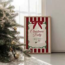 1pc Frameless Striped Christmas Whimsical Cute Digital Art Canvas Poster Print Festive Wall Decor For Bedroom Living Room Dorm Back To School Gift - Frameless - View 2
