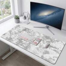 Gray White Textured Extra Long Mouse Pad Non Slip Rubber Base Office Home Gaming Gift For Him Her Back To School Desk Accessories Office Supplies Mousepad Computer Keyboard Pad Laptop Mat - A - View 5