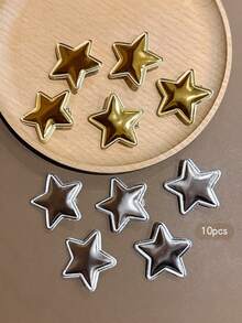 10pcs Gold + Silver Star Hair Clips, Sweet Style Hair Accessories Suitable For Daily Wear - Multicolor - View 6