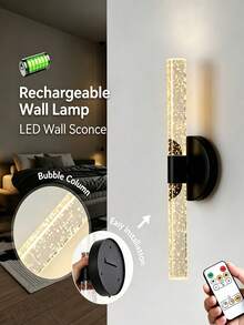 Bubble Crystal Rechargeable LED Wall Light, Remote Control Dimmable 3-Mode Wireless Wall Lamp, Creative Crystal Decorative Light, Suitable For Bedroom, Bathroom, Dressing Area, Entrance Hallway Background Wall - Multicolor - View 5