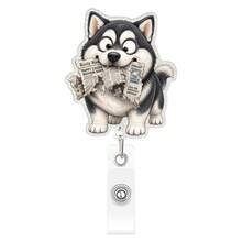 1pc Funny Shiba Inu Bubble Blowing Acrylic Retractable Badge Reel, Highly Attractive ID Card Holder Anti-Loss Clip - Multicolor - View 6