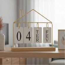 Calendário de Mesa Decorativo com Plaquinhas Preto/Dourado Permanente Escritório - casa - Visão 7
