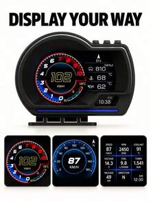 P6 OBD + GPS Car Dashboard Display, Digital Speedometer With Multiple Screen Layouts, RPM, Coolant Temperature & Voltage Display - Head-up Display - View 5