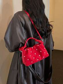 Bolso de hombro con cadena y decoración de lazo fruncido - Burdeos - Ver 6