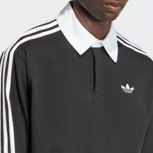 Adidas Originals 3-Stripes Rugby Polo Shirt, Soft, Breathable, Loose Fit, Long Sleeve, Men's - Black and White - View 3