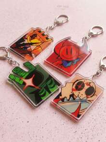 4pcs Forsaken Killers Game Killer Acrylic Keychain, Anime Style, Slasher/1x1x1x1 Game Character Card Design, Backpack/Shoulder Bag Pendant, Car Key Ring Accessory, Ideal Gift For Gamers And Friends - Multi-color 1 - View 3