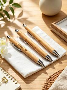 Personalized Bamboo Pen, Customized Wooden Pen, Thank You Gift For Business, Colleagues, Teachers, Students, Bridesmaids, Brides And Anniversary - Sets - View 3