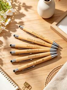 Personalized Bamboo Pen, Customized Wooden Pen, Thank You Gift For Business, Colleagues, Teachers, Students, Bridesmaids, Brides And Anniversary - Sets - View 6