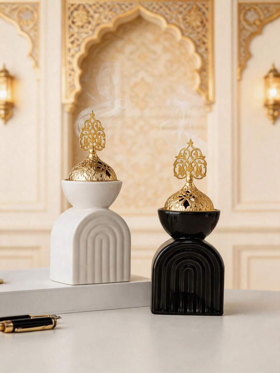 1pc Arch-Shaped Handheld Ceramic Incense Burner, Modern Minimalist Aromatherapy Ornament. Perfect For Table, Home, Hotel Decor, Wedding, Party And Yoga Meditation, Ideal Holiday Gift For Families And Friends. - Incense Burner - View 1