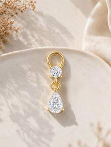 1pc 925 Sterling Silver Detachable Ear Pendant, Gold-Plated Water Drop Shape, Suitable For Ear Piercing Jewelry DIY Earring Accessories - Gold - View 6