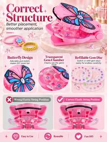 DIY Hair Accessories Gemstone & Rhinestone Set - Sparkling Hair Styling Tool. Perfect Christmas Gift For Women; Heat-Free Styling Method To Add Shine To Hair. Easy To Use, Suitable For Hair, Ideal For Parties Or Holiday Gifts. - Butterfly Set - View 3
