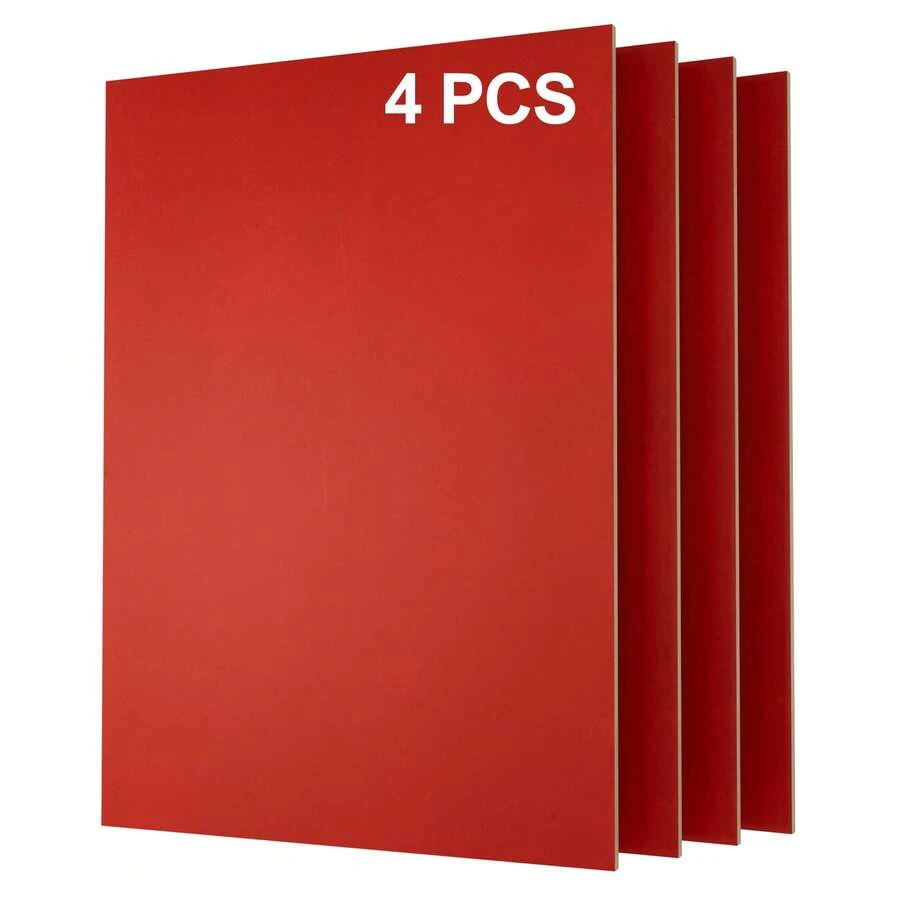 Plywood Sheets A4 4-Pack 3mm Red Pre-Painted Crafting Laser Engraving - View 1