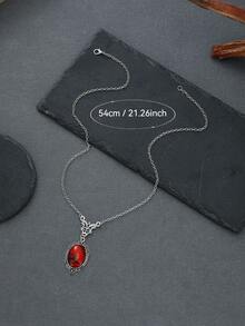 ZHIXUN 1pc Gothic Vampire Blood Drop Pendant Necklace, Suitable For Women Vintage Black Magic Holiday Party Wear, Holiday Jewelry Accessory - Multicolor - View 6