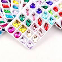 Assorted Shapes, 20pcs/Pack, Mixed Shapes, Flat Back Double Hole Exquisite Glass Rhinestones, Used For Sewing Wedding Dresses, Handbags And Shoes, Jewelry Making, Craft Accessories - Assorted Shapes 20pcs - View 32