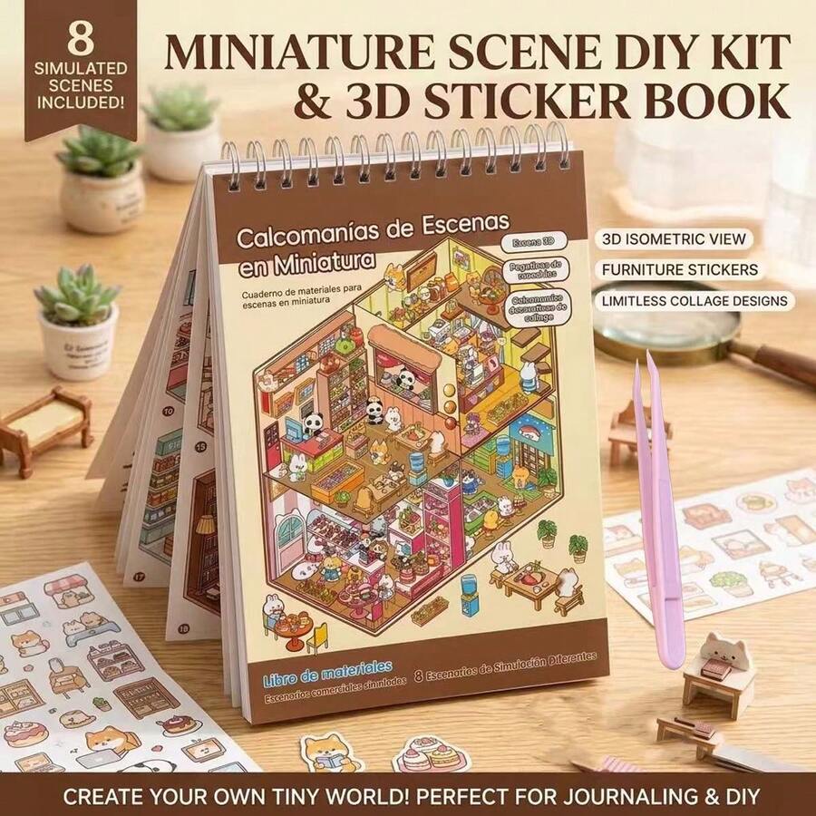 1 Set Of 8 Decorative House Stickers, Garden Landscape Stickers, Miniature House Micro Landscape Stickers, Suitable For Decorating Photo Albums, Craft Stickers, Small House Scene Stickers, As Holiday Gifts - one-size - View 1