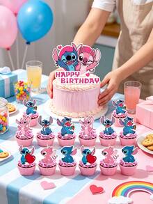Disney This Stitch And Angel Cake Topper Series Is An Ideal Dessert Decoration Choice For Themed Celebrations. Made Of High-Quality Paper And Sturdy Toothpick Support Rods, It Is Lightweight And Upright, And Can Stand Firmly On The Cake - Multiple Styles - View 9