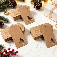 100 st/pack julparty-presentetiketter, hängande kort, dekorativt kortpapper, meddelandekort, förpackningsbox för bakning, dekorationskort i papper för presentpåse - Visa 18