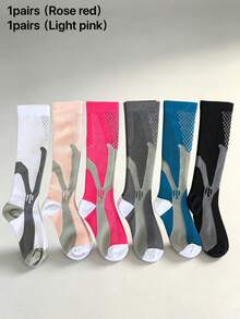 2 Pairs/Pack Unisex Professional Grade Compression Socks, Knee-High Compression Socks For Outdoor Sports, Fitness, Marathon, Running - Multicolor - View 7
