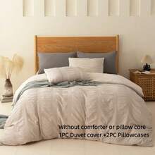 2/3pcs+Ultra Soft Solid Color Wide Stripe Bubble Gauze+100% Polyester+Pillowcase & Duvet Cover Set (Single Size 1 Pillowcase, Without Filling)+Perfect Choice For Bedroom & Guest Room Decoration - Snowflake Ash - View 11