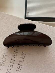 4 Pcs Large Dark Brown Glossy Hair Claw Clips - Minimalist Square,Curved,Loop Designs,Non-Slip,Strong Hold Accessories,Long Hair,Women & Girls Fall - Brown - View 4