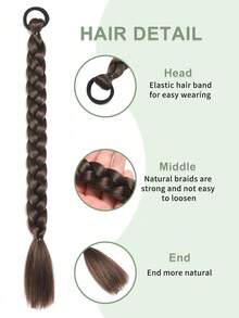 2pcs 16/24 Inch Black/Brown/Multi-Color Fashion Synthetic Braided Hair Extensions, Heat-Resistant Weave Hair, Suitable For Women's Daily, Holiday, Party, Music Festival, Carnival, New Year Gift Use - Dark Brown - View 6