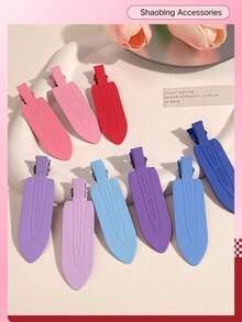 Matte Spray Painted Metal Seamless Alligator Hair Clip, Macaron Multi-Color Embossed Letter Makeup Positioning Clip, 7cm No-Crease Bangs Side Clip, Versatile Hair Accessory For Girls' Daily Styling - Multicolor - View 10