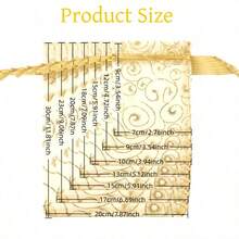 60pcs Gold Swirl Print Organza Gift Bags, Multi-Size Transparent Drawstring Pouches, Reusable Mesh Party Favors, Suitable For Weddings, Christenings, Graduations, Holiday Parties And Candy And Jewelry Packaging - Multicolor - View 6