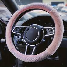 1pc Shiny Rhinestone Plush Combination Car Anti-Slip Steering Wheel Cover, No Inner Ring, Suitable For Most Car Steering Wheels, Anti-Slip And Durable, Christmas Gift - Multicolor - View 4