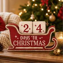 Cross-Border New Wooden Christmas Sleigh Calendar Sign Tabletop Decor For Dining Table Atmosphere Decoration - A - View 1