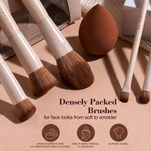 BS-MALL Soft Touch Precise Makeup Application High Quality 14pcs Mini Portable Makeup Brush Set + Makeup Bag + 1 Powder Puff, Travel Portable Makeup Brush Set With Foundation Brush And Blush Brush - milky white - View 5
