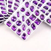 Assorted Shapes, 20pcs/Pack, Mixed Shapes, Flat Back Double Hole Exquisite Glass Rhinestones, Used For Sewing Wedding Dresses, Handbags And Shoes, Jewelry Making, Craft Accessories - Assorted Shapes 20pcs - View 31