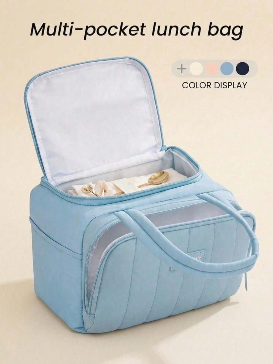 Dopamine Color Insulated Lunch Bag, Suitable For Students/Teachers/Office Workers, 6L Cute Soft Large Capacity, Suitable For Picnic, Outdoor, Waterproof Portable Reusable Lunch Tote Bag, Suitable For School & Office, Keep Food Fresh And Delicious, Bento Box, Back To School Essential