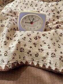 Shell Triangle Lace Duvet Cover 4-Piece Set, Soft And Comfortable Bedroom Bedding, Lace Design With Cute Floral Pattern, Breathable And Soft All-Season Bedding Set, Includes 1 Duvet Cover, 1 Bed Sheet, 2 Pillowcases, No Filling, Suitable For Bedroom, Dorm, Home, Multiple Size Options - Brown and White - View 2
