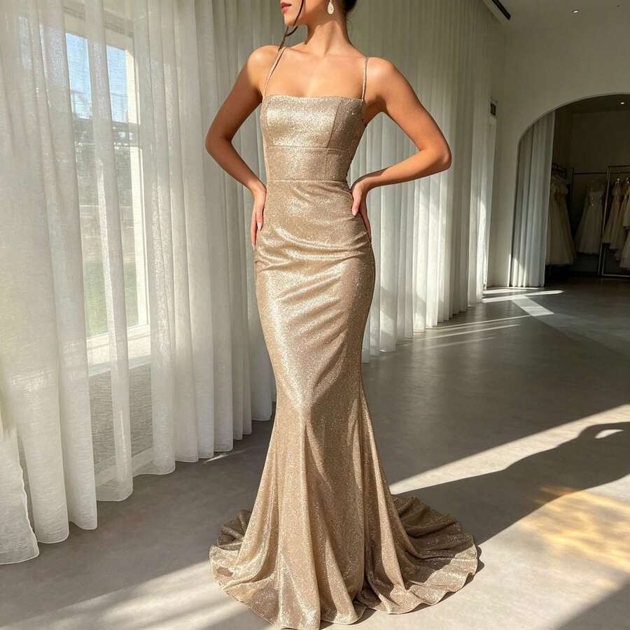 Women Short Dresses - Champagne - View 1