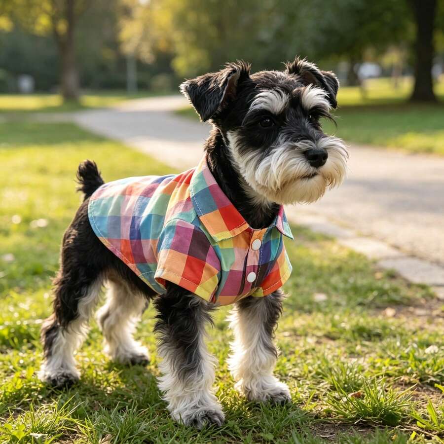 1pc Colorful Plaid Shirt, Bold Colorful Design Creates A Sophisticated Style Shirt. Suitable For Small, Medium And Large Dogs And Puppies. Snap Button Design For Easy Dressing, Non-Elastic Fabric, Slim Fit Lightweight Material Suitable For All Seasons. Perfect For Various Outdoor Sports And Parties, Definitely The Most Elegant And Cute! - Multicolor - View 1