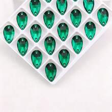 多種形狀 20顆/包 細長水滴形 11*18mm 平底雙孔精緻玻璃水鑽,適用於縫製婚紗、手提包與鞋子、珠寶製作、手工藝配件 - 瘦水滴 11*18mm 20pcs - 查看 35