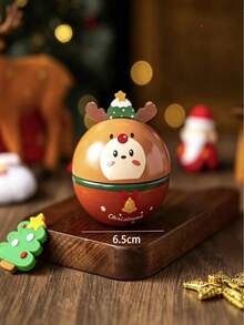 5Pcs New Mini Round Christmas Tin Balls, Cute Snowman & Reindeer Hanging Ornaments, Small Storage Tin Boxes, Xmas Tree Decor, Holiday Party Gift Boxes - View 5