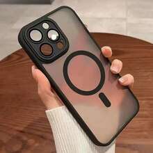 Luxury Matte Wireless Charging Shockproof Phone Case, Compatible With Apple 18/17/16/15/14/13/12/11 Pro Max, With Semi-Transparent Armor Protective Shell - Black - View 2