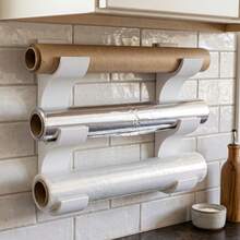 Kitchen Roll Holder Wall Mount, Plastic Wrap Organizer, Aluminum Foil Holder, Parchment Paper Holder, Under Cabinet Foil Dispenser, Cling Film Storage Rack, Kitchen Storage Organizer, Under Cabinet Storage Rack For Kitchen Organization - Multicolor - View 1