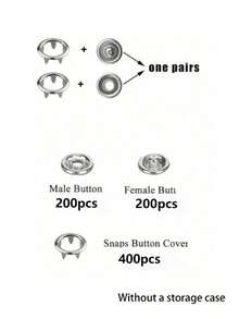 DIY Metal Snap Button Set With Pliers, Suitable For Sewing And Handmade Crafts (9.5mm), Used For Clothing, Backpacks, Jumpsuits, Sewing And Handicrafts, No-Sew Snap Button Hand Press Pliers, Multi-Function Invisible Male-Female Buttons, Hidden Snap Buttons - Silver - View 15