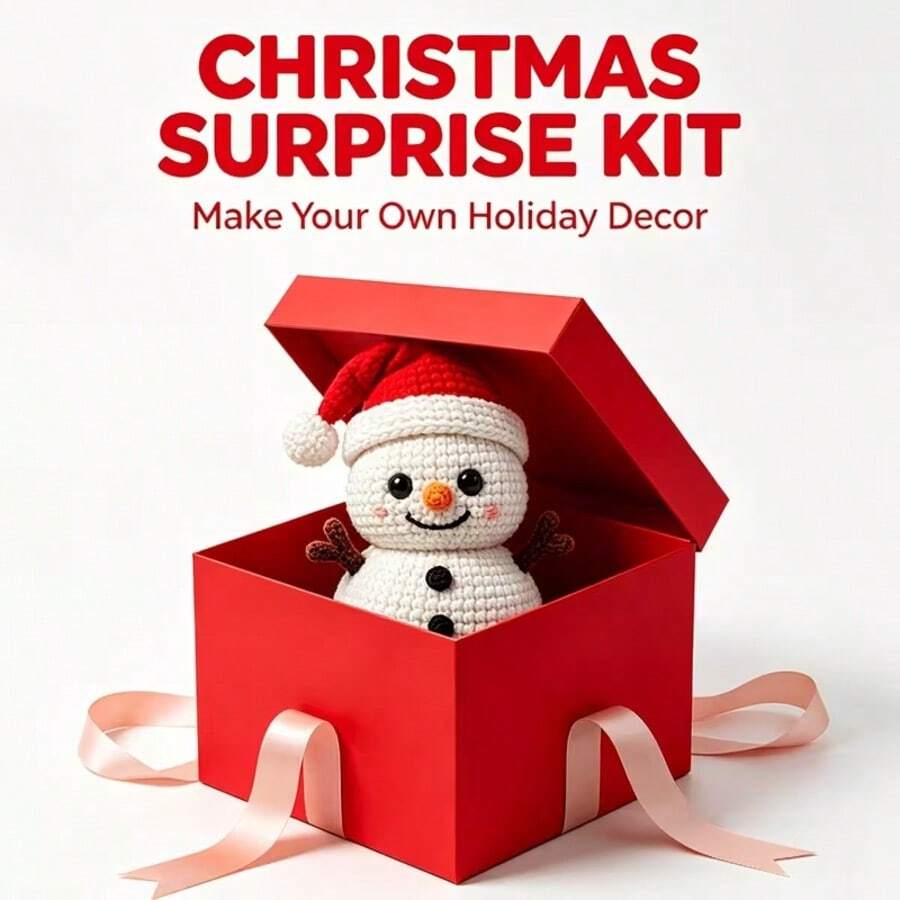 Winter Snowman Crochet Kit, Beginner Handmade Knitting Set, English Step-By-Step Tutorial, Premium Durable Yarn With Full Crochet Accessories, Birthday Valentine's Day Christmas Easter Gift - C-Multicolor Set - View 1
