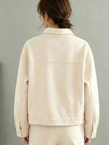 Chaqueta corta de mujer nueva para primavera/otoño, chaqueta de moda elegante de corte holgado versátil y casual - Albaricoque - Ver 2