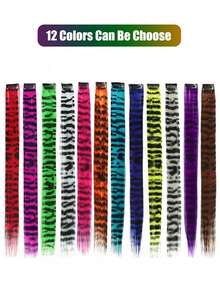 Leopard Pattern Mix Color Clip-In Hair Extensions, Y2K Streetwear Style Claw Clips Hair Claws Hair Barrettes,Hair Accessories, Head Accessories - Multicolor - View 4